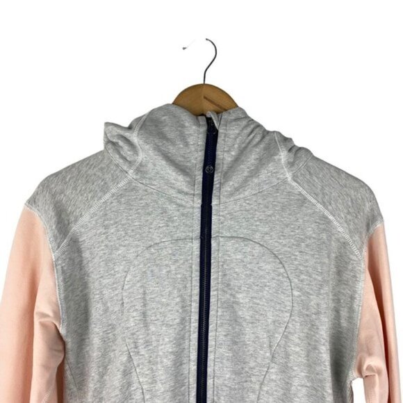 Lululemon On The Daily Heather Gray Blush Pink Full Zip Hoodie Sweater US 6 - Picture 9 of 14